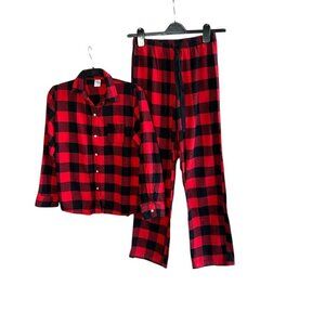 North Pole Red Black Buffalo Check Pajamas Set Size XS Cozy Loungewear Holiday